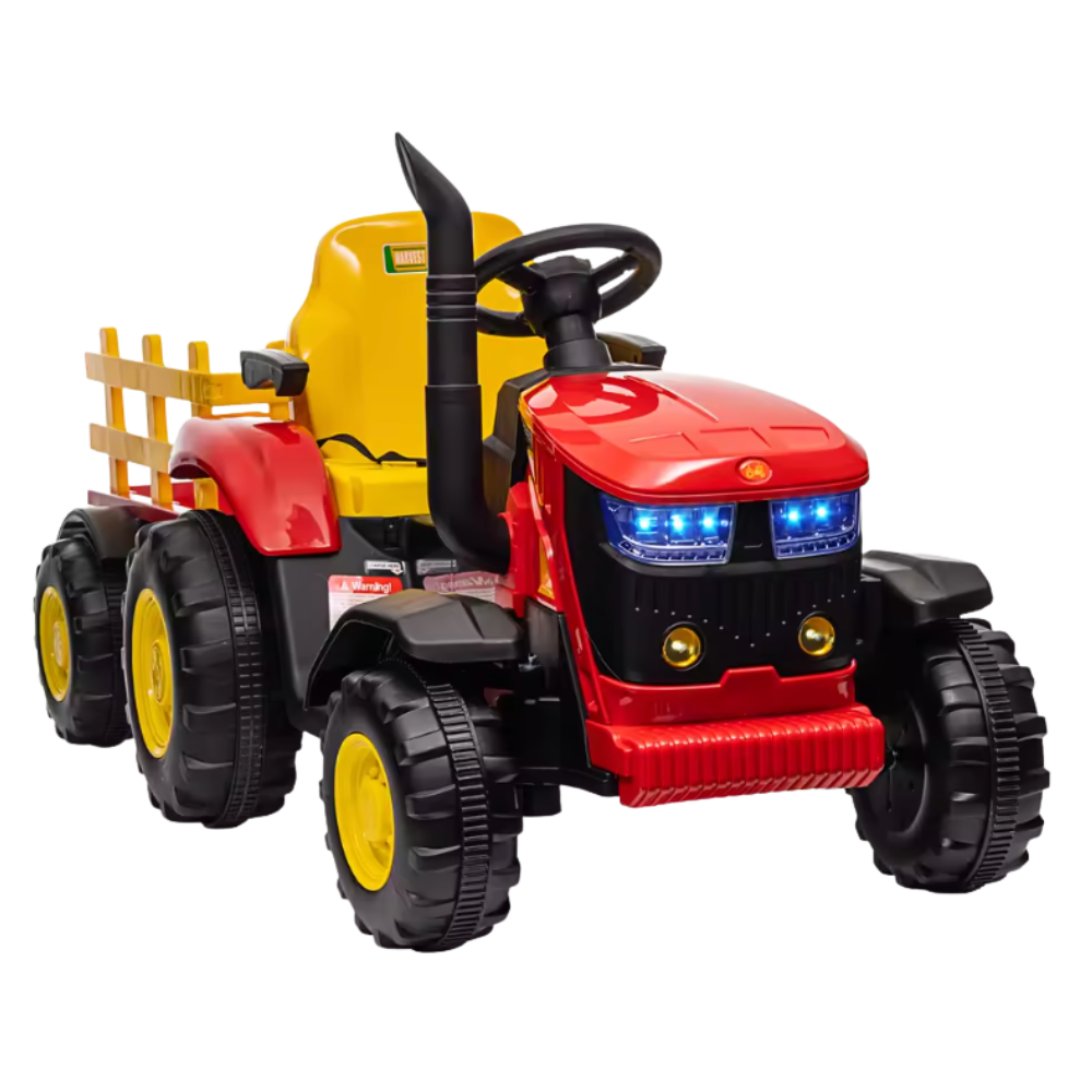 12V Kids Ride-On Tractor with Trailer, Remote Control & Bluetooth