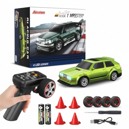 Mini RC Drift Car 1:43 – Fast Charging 4WD with LED Lights