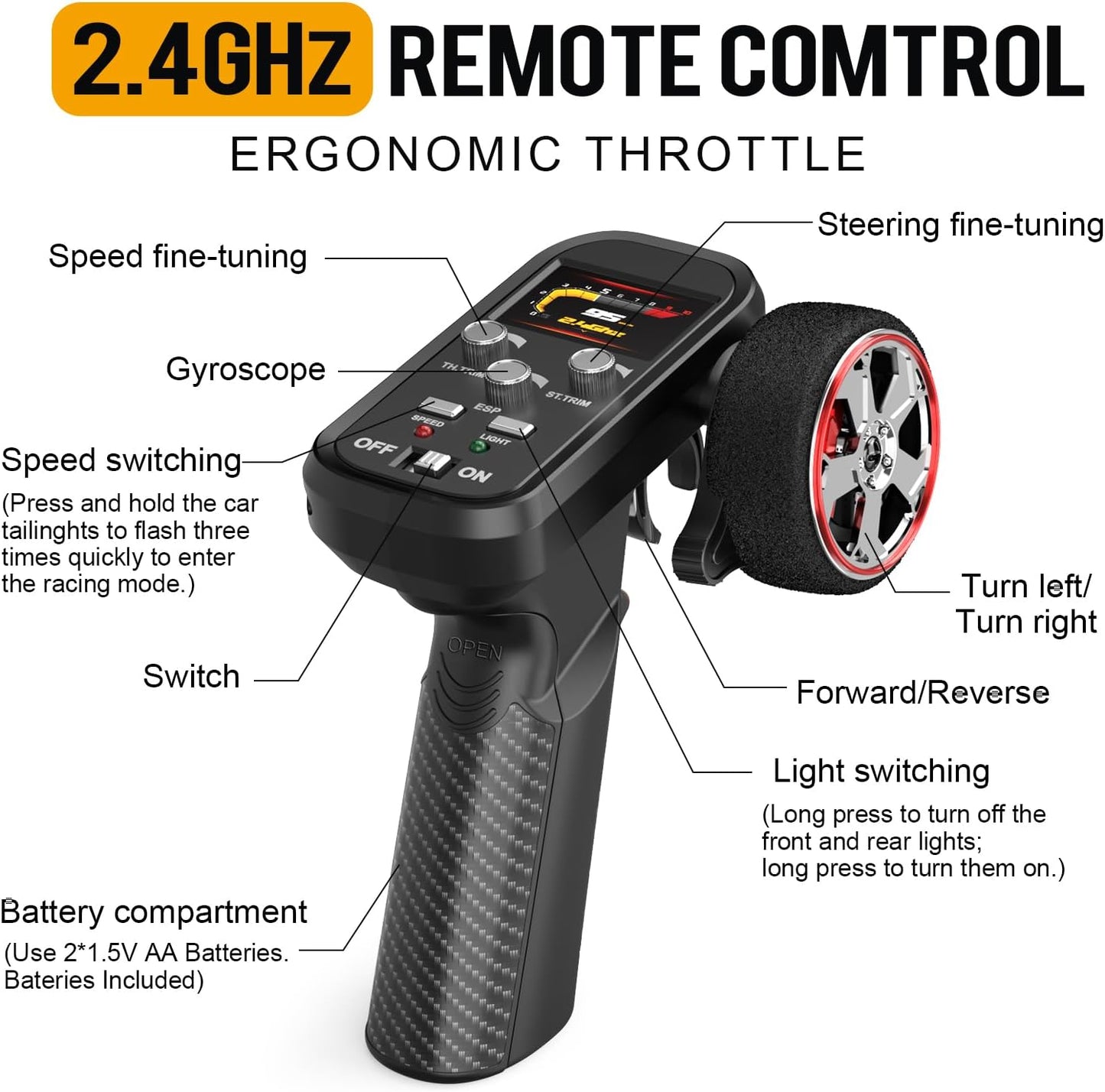 Mini RC Drift Car 1:43 – Fast Charging 4WD with LED Lights