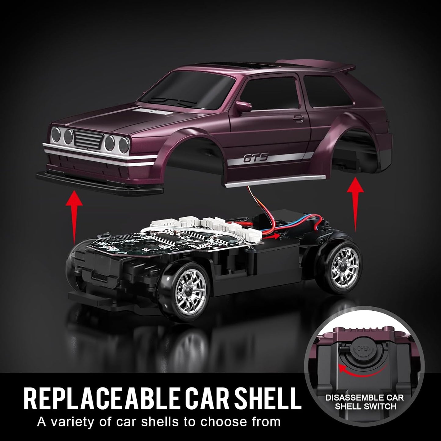 Mini RC Drift Car 1:43 – Fast Charging 4WD with LED Lights