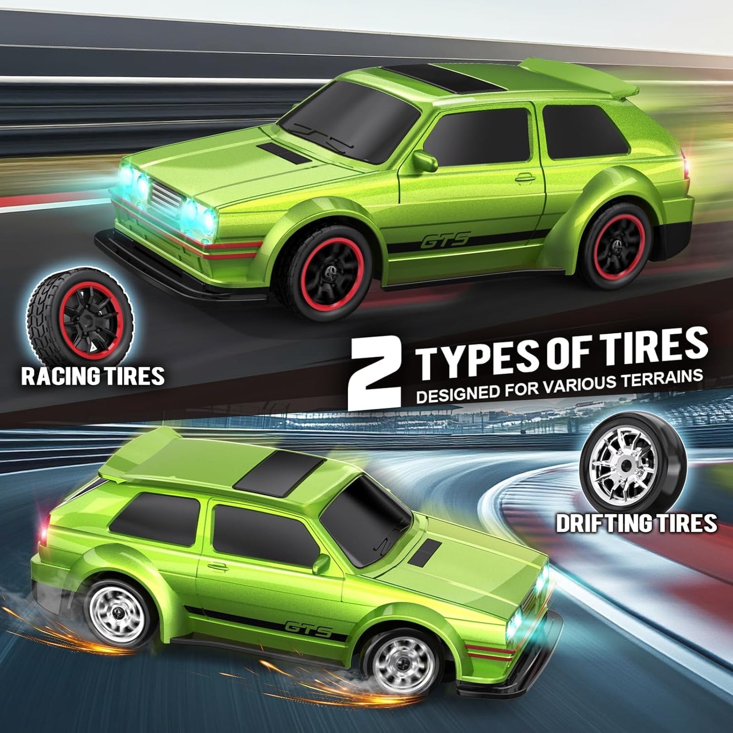 Mini RC Drift Car 1:43 – Fast Charging 4WD with LED Lights