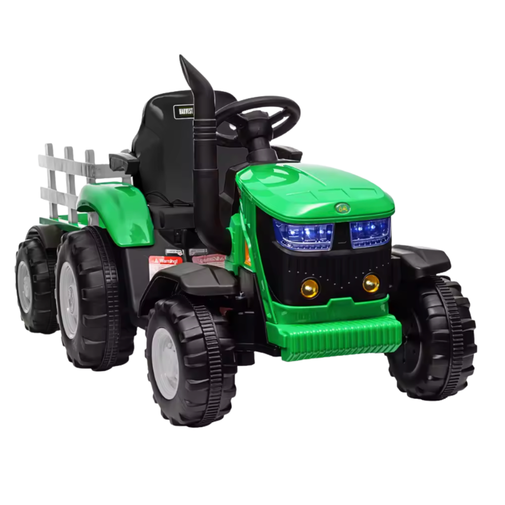 12V Kids Ride-On Tractor with Trailer, Remote Control & Bluetooth
