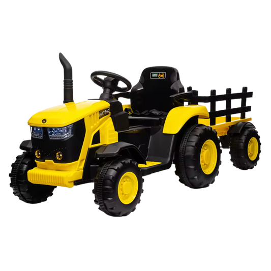 12V Kids Ride-On Tractor with Trailer, Remote Control & Bluetooth